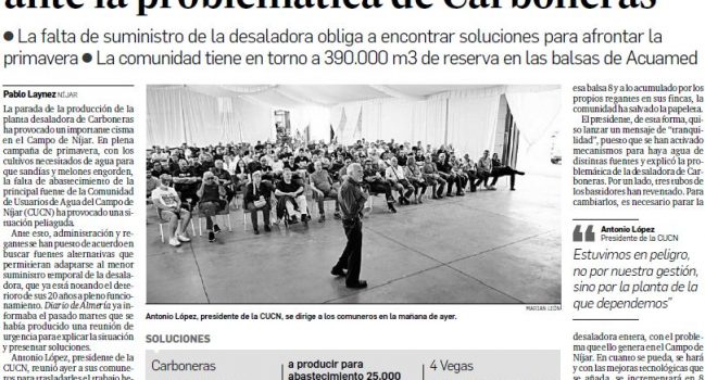 LA CUCN BUSCA ALTERNATIVAS AL PROBLEMA DE LA DESALADORA DE CARBONERAS
